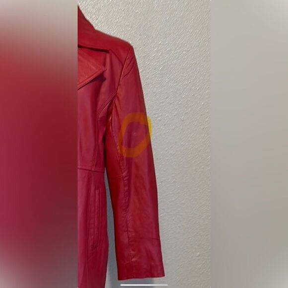 Excelled collection burgundy women’s leather pencil coat size L - Picture 13 of 13